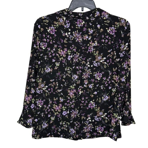 Covington Full Button Front Blouse Dark Floral Plus Sz 20-22W Feminine Romantic - Picture 8 of 10